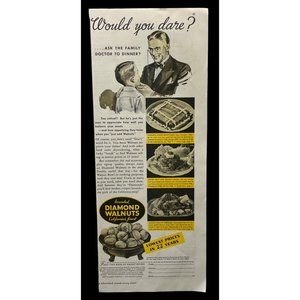 Diamond Walnuts Vintage Print Ad 1938 California's Finest